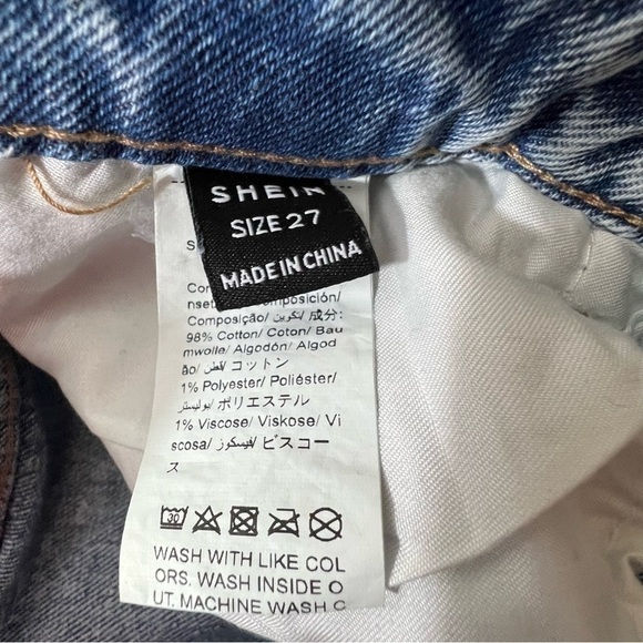 Shein Wide Leg Ripped Knee High Rise Denim Jeans - Picture 7 of 9